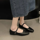 Breakj Spring New Single-Shoe Women's Fashion Side Shallow Mouth Button Mary Treasure Shoes Fashion Small Leather