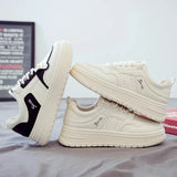 Breakj White Shoes Women 2025 Autumn And Winter New Korean Version Of The Round Breathable Sports Casual Shoes Students Thick-Soled Shoes